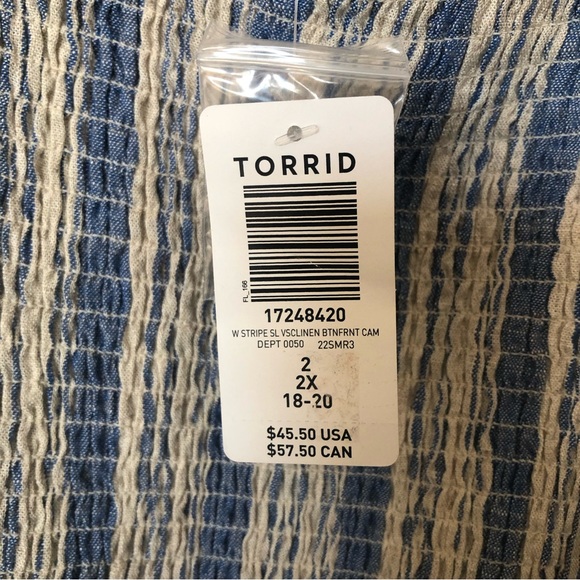 Torrid Blue & Ecru Adjustable Strap Crop Tank Top NWT Size 2X - Picture 14 of 15